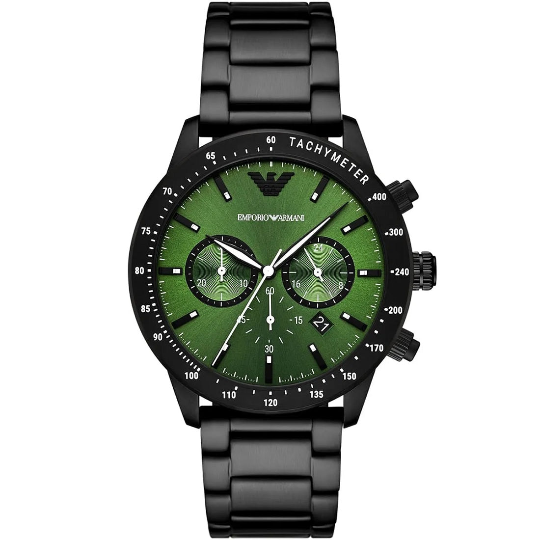 Emporio Armani Men's Watch Stainless Steel Black Strap With Green Dial AR11472 Mario