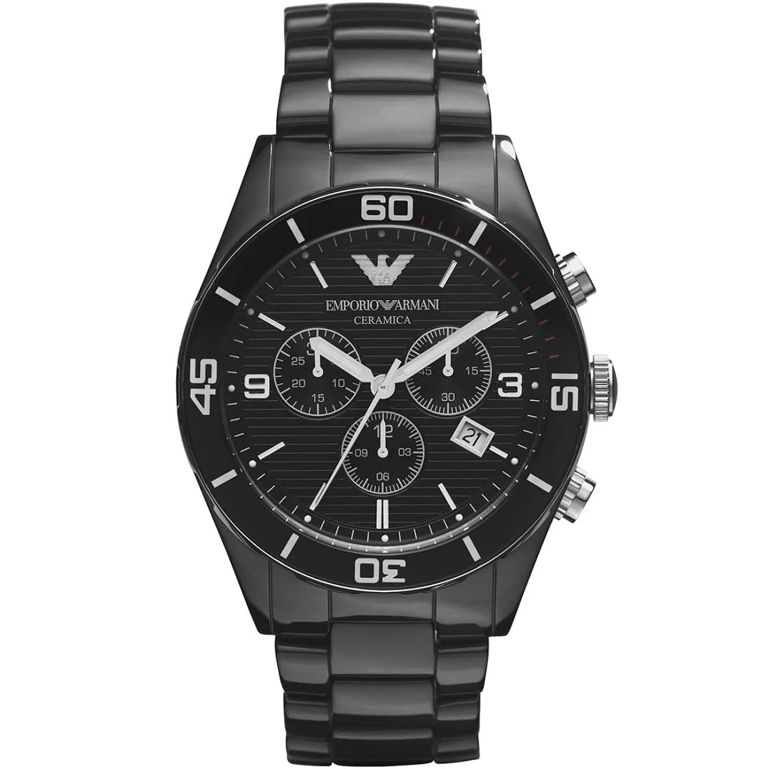 Emporio Armani Men’s Watch Ceramic Black Strap With Black Dial Chronograph AR1421 Leo