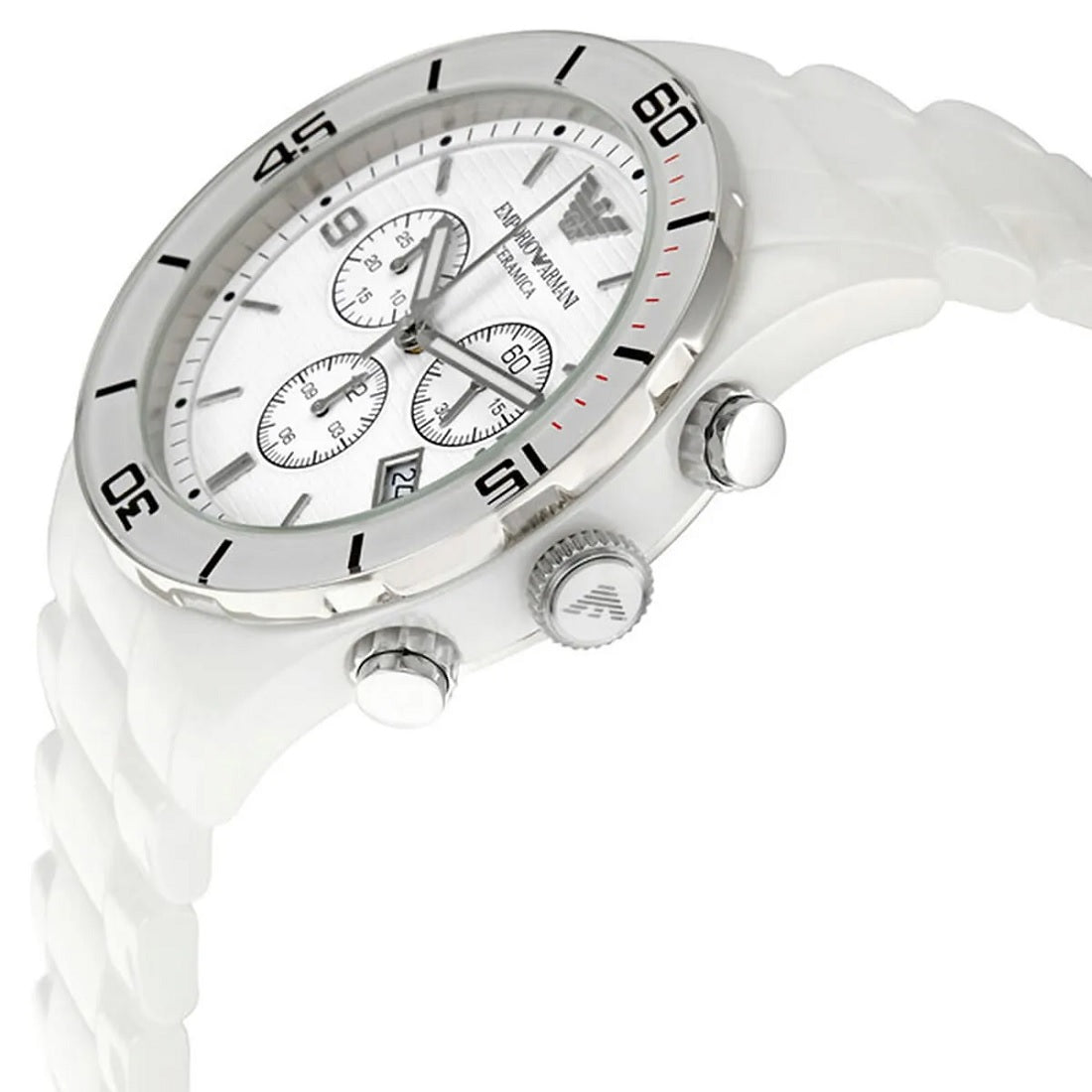 Emporio Armani Men’s Watch Ceramic White Strap With White Dial AR1424 Leo
