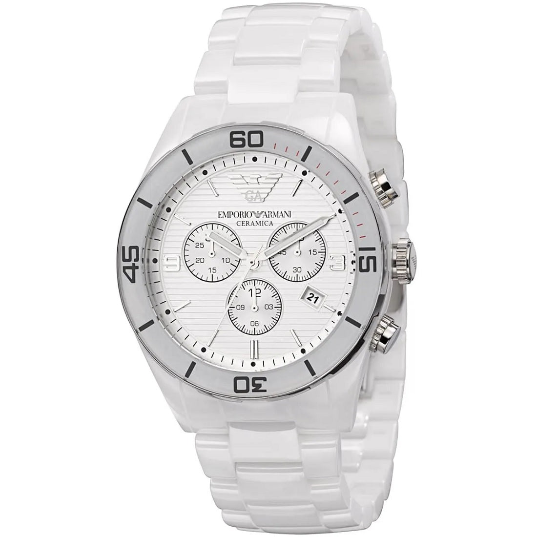 Emporio Armani Men’s Watch Ceramic White Strap With White Dial AR1424 Leo