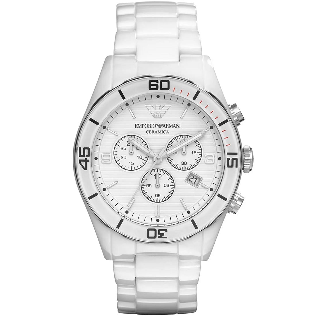 Emporio Armani Men’s Watch Ceramic White Strap With White Dial AR1424 Leo