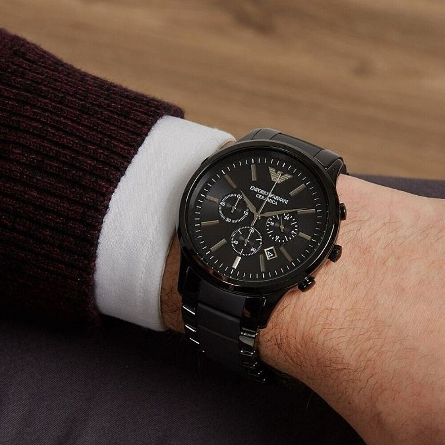 Emporio Armani Men’s Watch Ceramic Black Strap With Black Dial AR1451 Chronograph