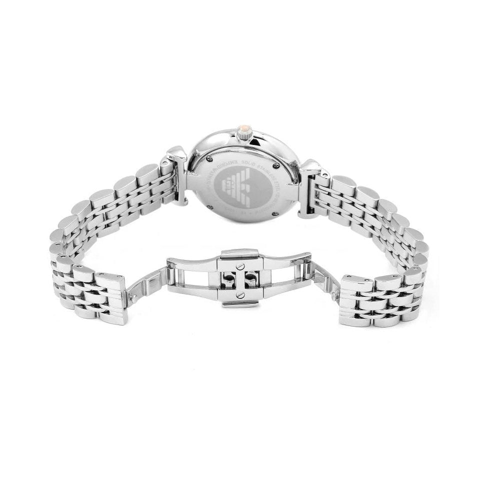 Emporio Armani Women's Watch Stainless Steel Silver Strap With Pink Dial AR1779 Gianni T-Bar