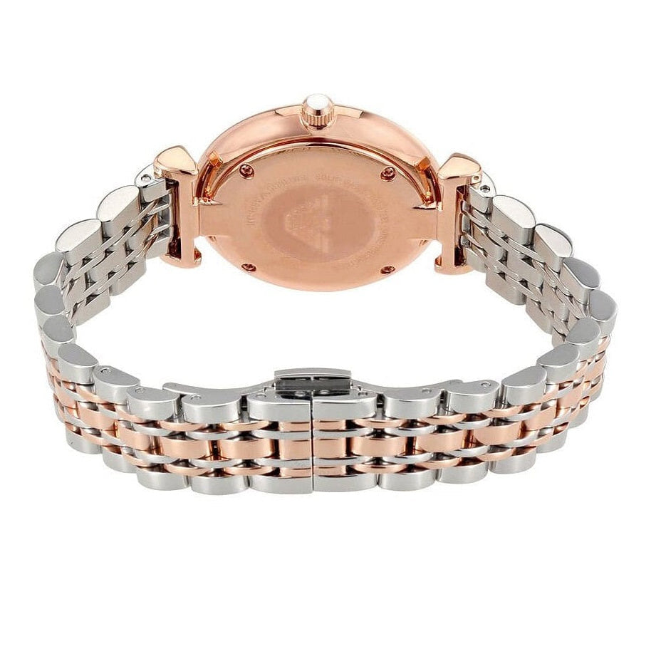 Emporio Armani Women's Watch Stainless Steel Two-Tone Silver & Rose Gold Strap With Grey Dial AR1840 Gianni T-Bar
