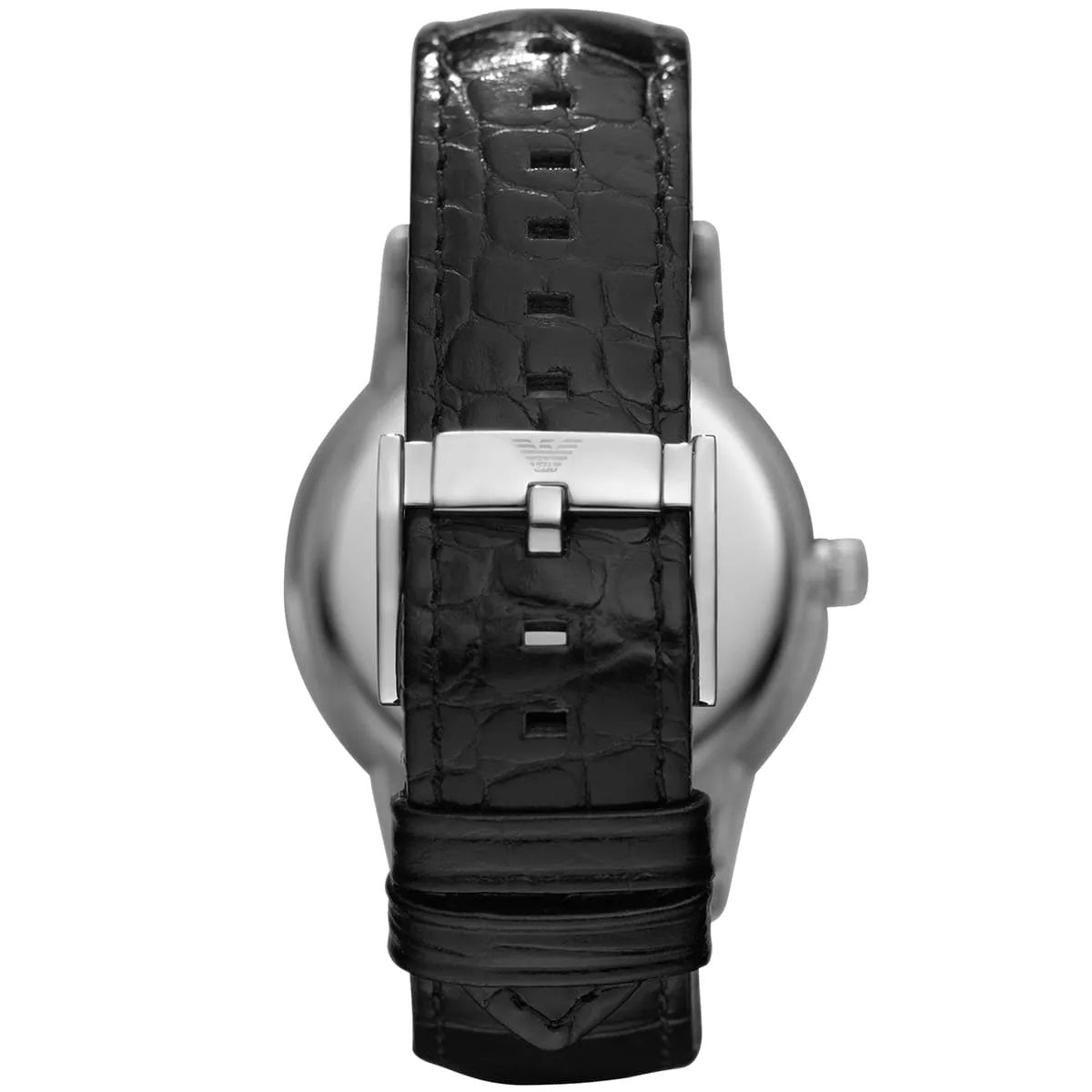 Emporio Armani Men’s Watch Leather Black Strap With Black Dial And Silver Case AR2411 Renato