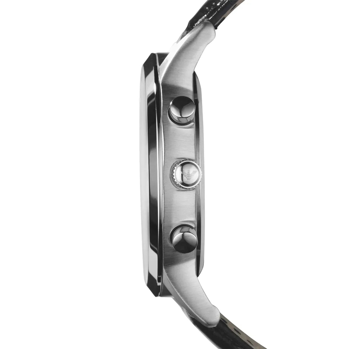 Emporio Armani Men’s Watch Leather Black Strap With Silver Dial AR2432 Renato