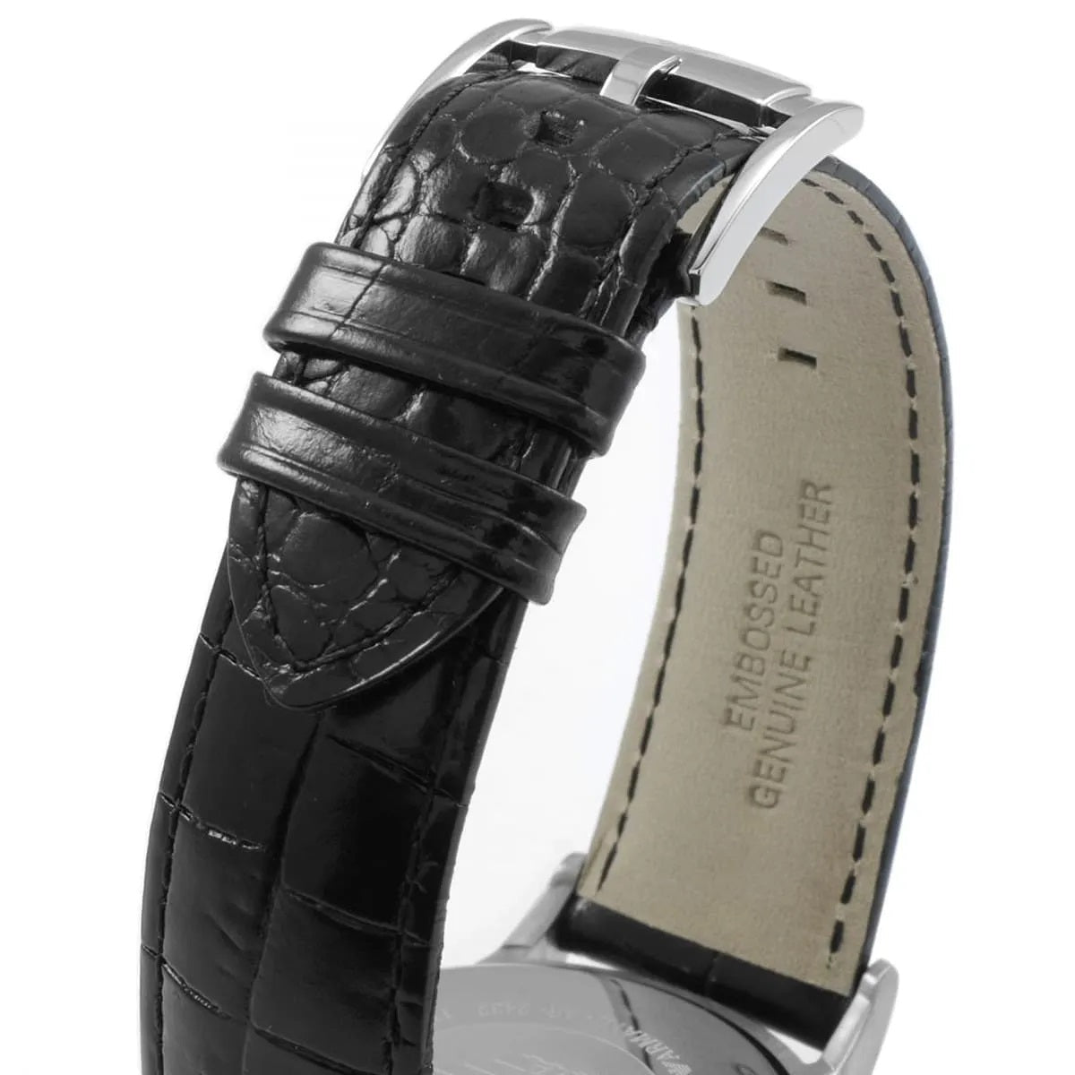 Emporio Armani Men’s Watch Leather Black Strap With Silver Dial AR2432 Renato