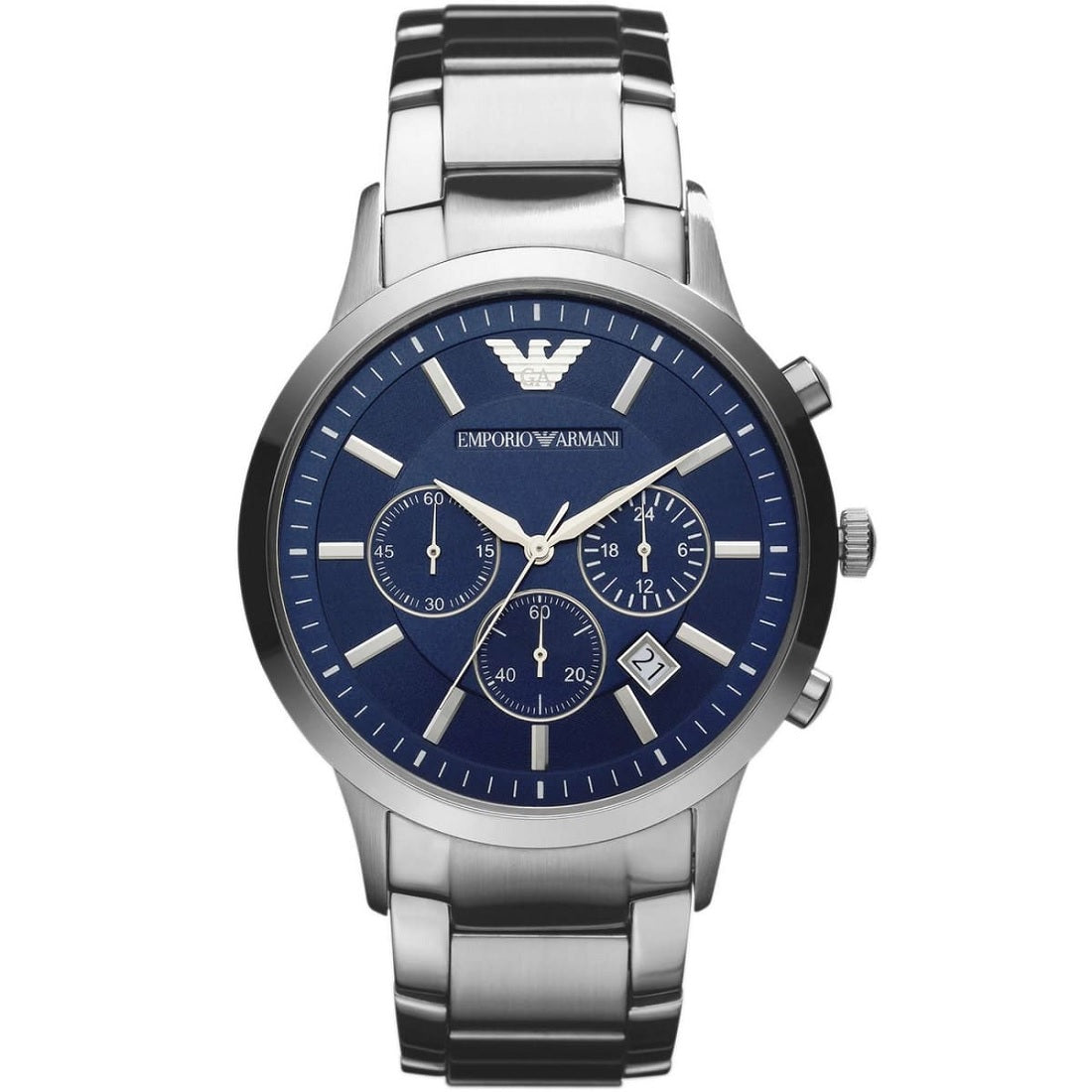 Emporio Armani Men’s Watch Stainless Steel Silver Strap With Blue Dial AR2448 Renato