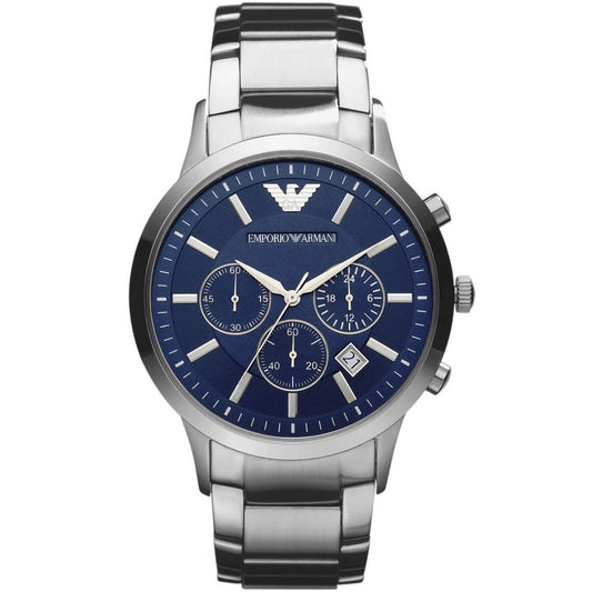Emporio Armani Men’s Watch Stainless Steel Silver Strap With Blue Dial AR2448 Renato