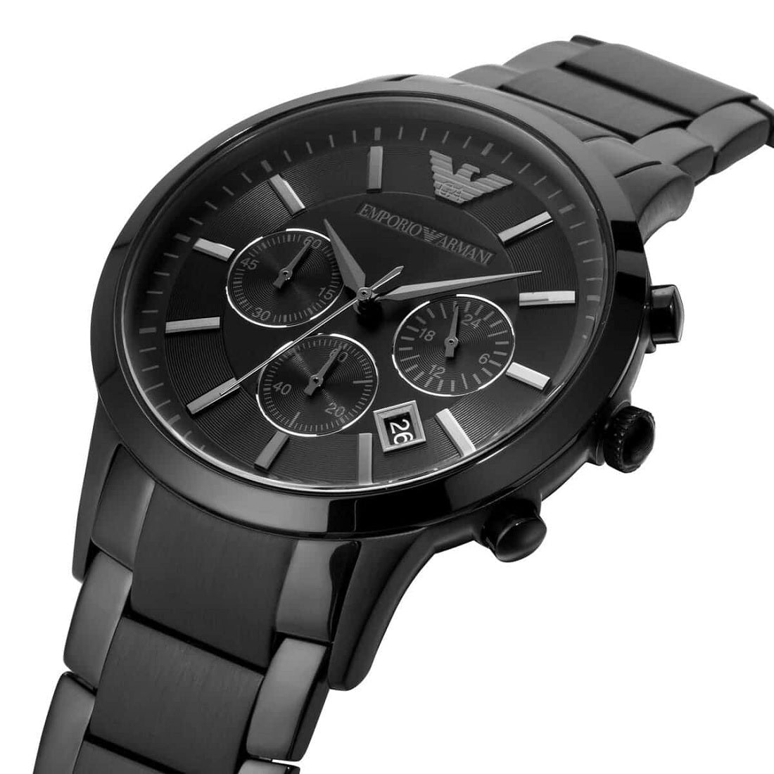 Emporio Armani Men’s Watch Stainless Steel Black Strap With Black Dial AR2453 Renato