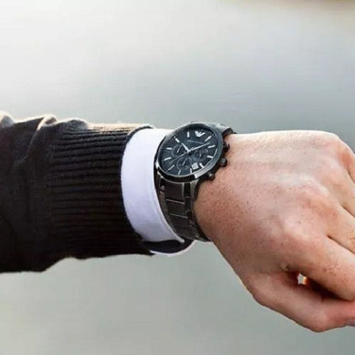 Emporio Armani Men’s Watch Stainless Steel Black Strap With Black Dial AR2453 Renato