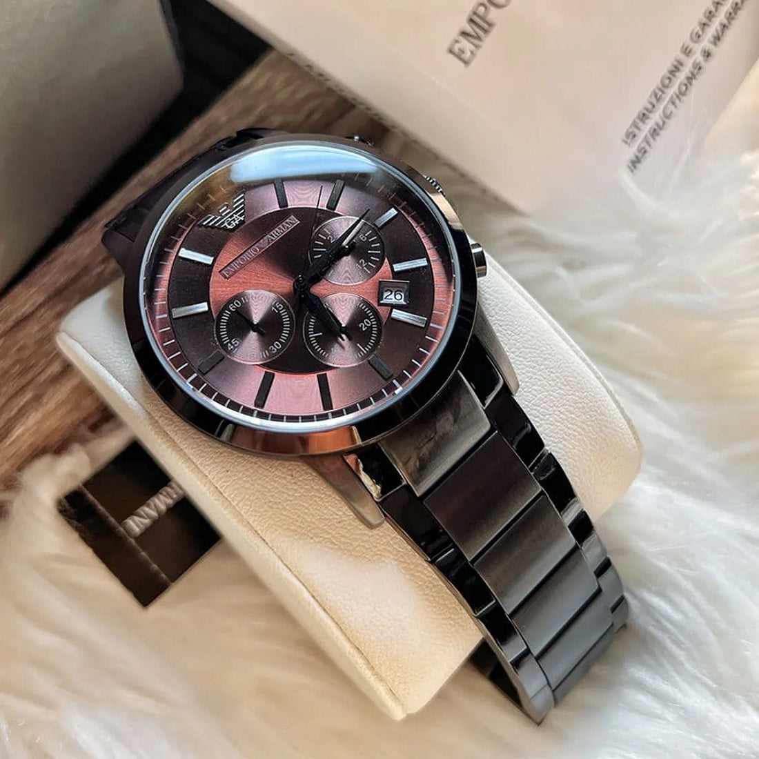 Emporio Armani Men’s Watch Stainless Steel Grey Bracelet With Grey Dial AR2454 Renato