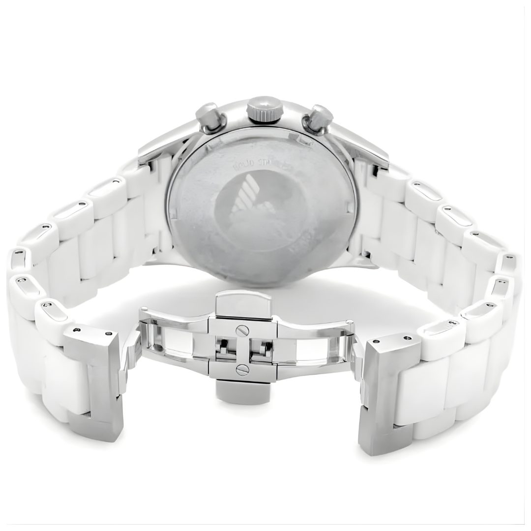 Emporio Armani Men’s Watch Silicone White Strap With White Dial And Silver Case AR5859 Sportivo