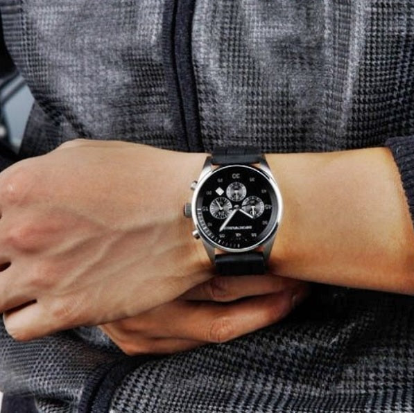 Emporio Armani Men’s Watch Silicone Black & Grey Strap With Black Dial And Silver Case AR5866 Sportivo