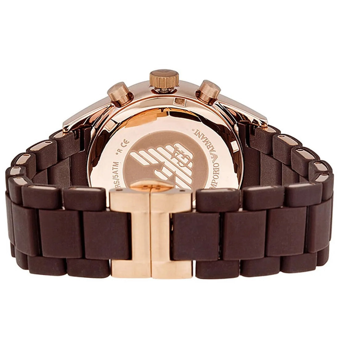 Emporio Armani Men’s Watch Silicone Brown Strap With Brown Dial And Rose Gold Case AR5890 Sportivo