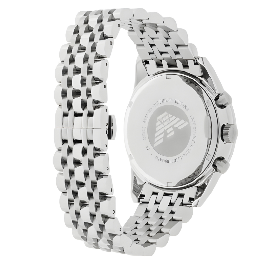 Emporio Armani Men's Watch Stainless Steel Silver Strap With Black Dial  AR5983 Tazio