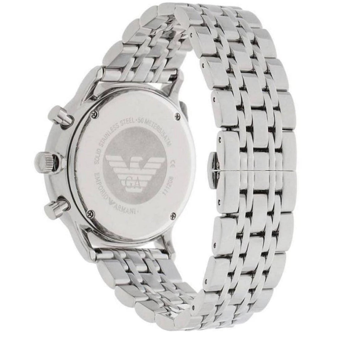 Emporio Armani Men's Watch Stainless Steel Silver Strap With Black Dial AR5988 Sportivo