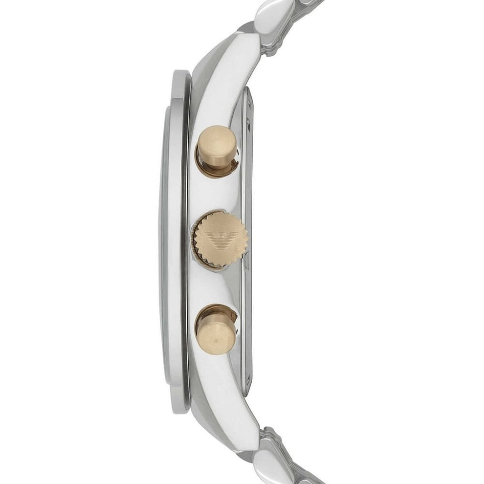 Emporio Armani Men's Watch Stainless Steel Silver & Gold Tone Strap With Navy Blue Dial AR6088 Tazio