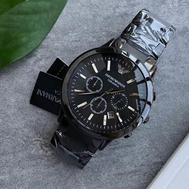 Emporio Armani Men’s Watch Ceramic Black Strap With Black Dial AR1452 Chronograph