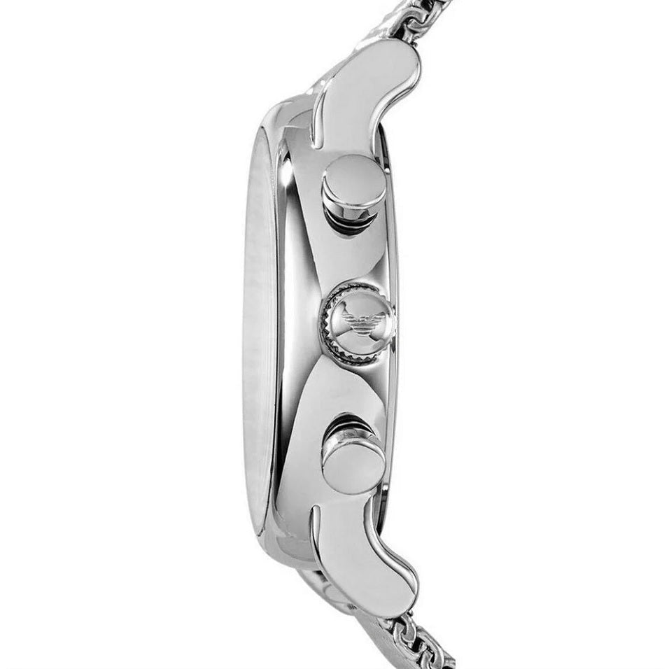 Emporio Armani Men's Watch Stainless Steel Silver Mesh Strap With Black Dial AR1808 Luigi