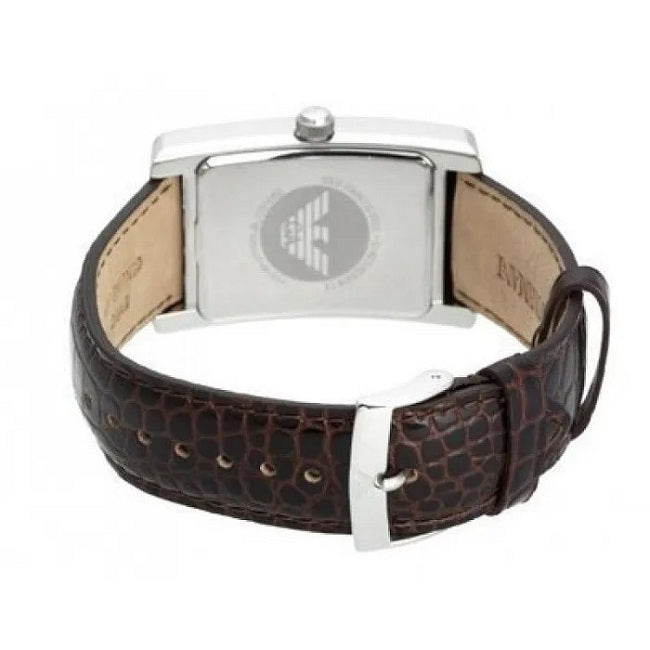 Emporio Armani Men’s Watch Leather Brown Strap With Beige Dial And Silver Case AR0154 Classic