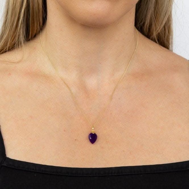 February Yellow Gold Plated Birthstone Chalcedony Stone Pendant P4976