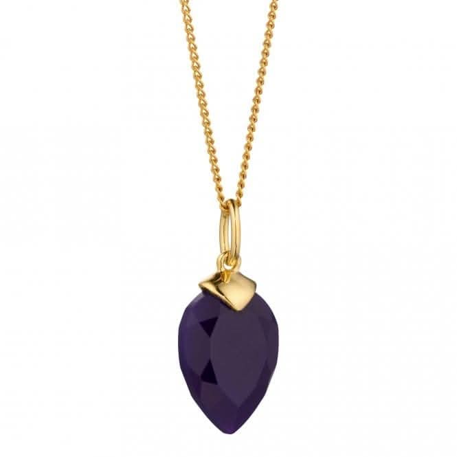 February Yellow Gold Plated Birthstone Chalcedony Stone Pendant P4976