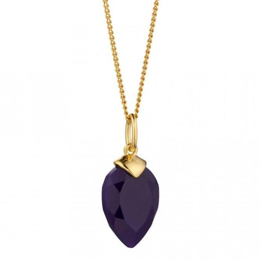 February Yellow Gold Plated Birthstone Chalcedony Stone Pendant P4976