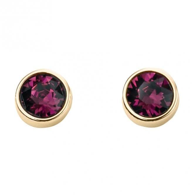 February Yellow Gold Plated Birthstone Earrings with Swarovski Crystal E1538