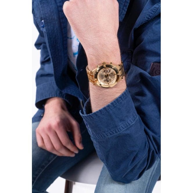 Guess Watches Gents Continental Gold Tone Watch Gw0260g4