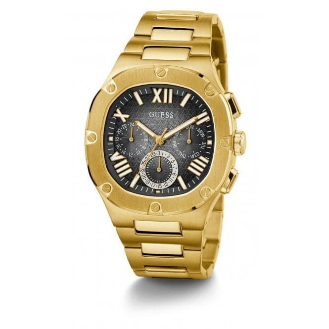 Guess Watches Gents Headline Stainless Steel Gold Watch Gw0572g2