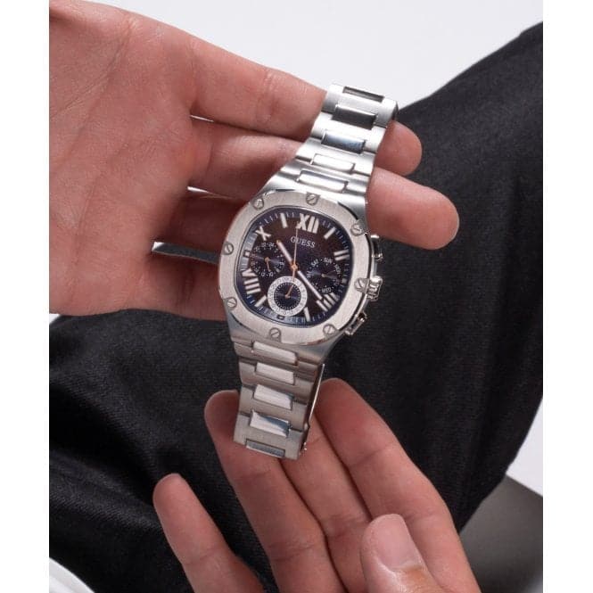 Guess Watches Gents Headline Stainless Steel Silver Watch Gw0572g1