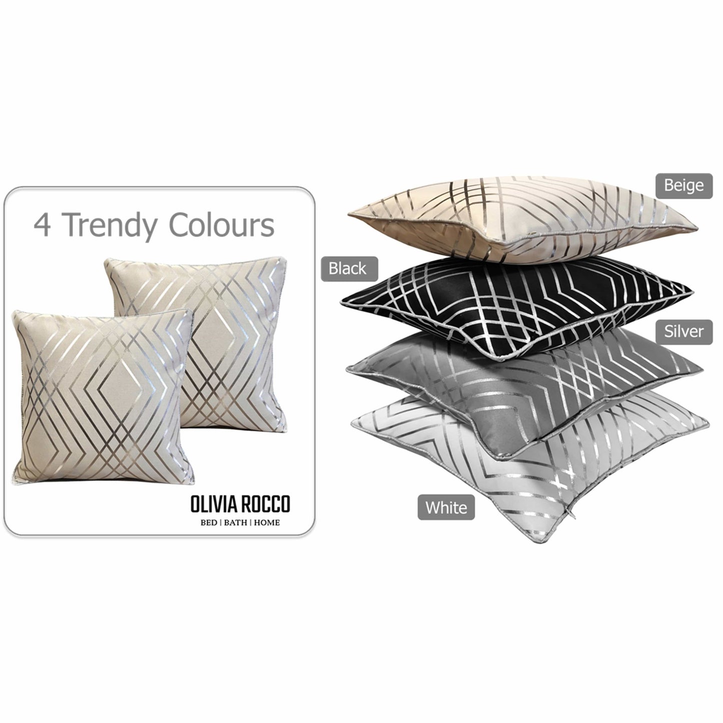 Geo Sparkle Cushion Covers 2 Pack Decorative Scatter Pillow Cases Geo Natural for Sofa Bed Chair Lounge by OLIVIA ROCCO