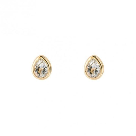 Gold Plated Birthstone April White Topaz Earrings E6205
