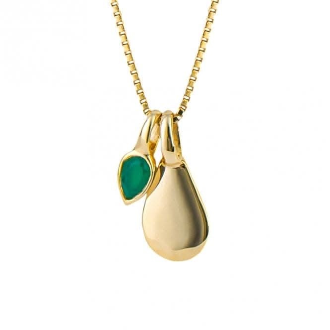 Gold Plated Birthstone May Green Onyx Pendant P5183