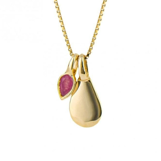 Gold Plated Birthstone July Pink Quartz Pendant P5185