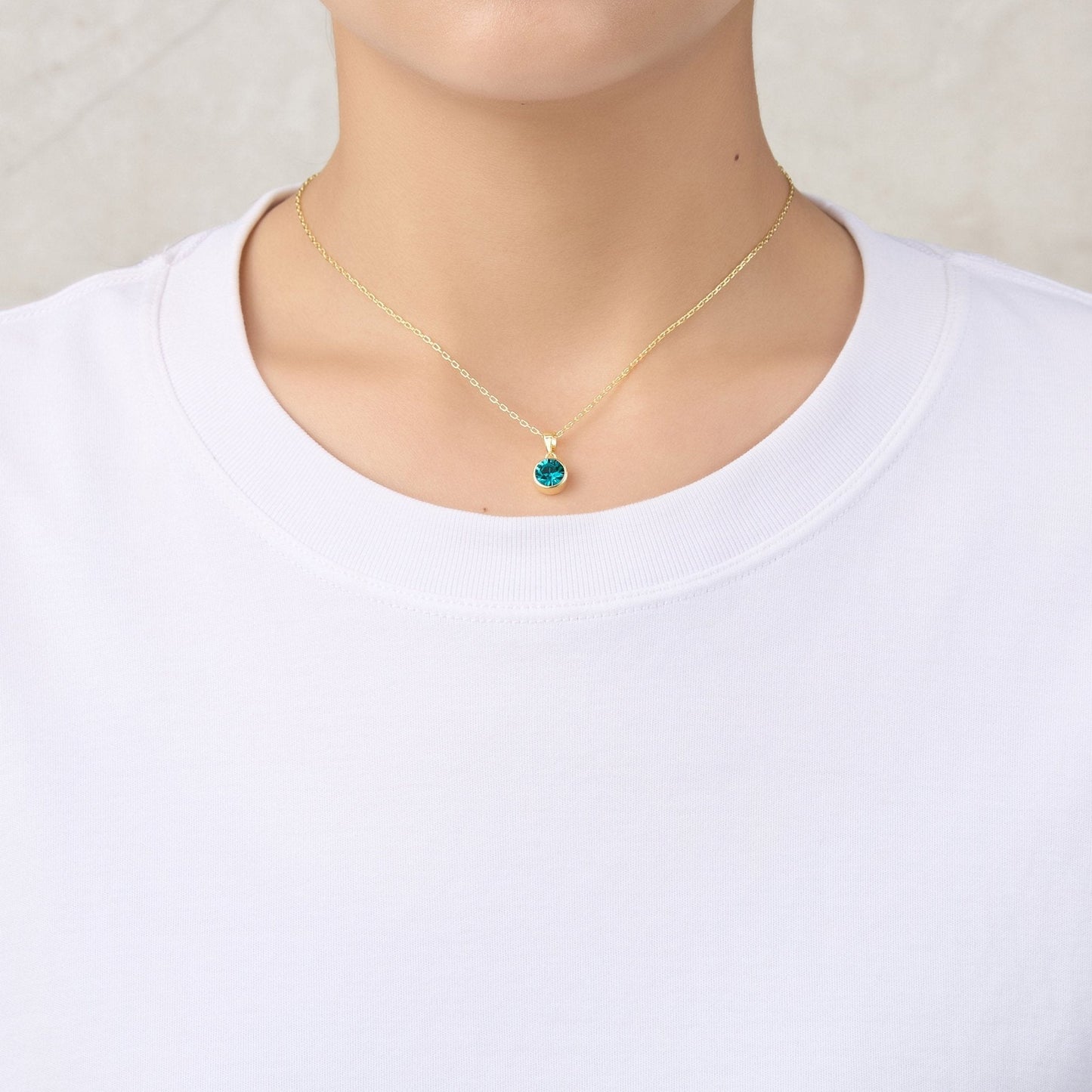Gold Plated December (Blue Topaz) Birthstone Necklace & Earrings Set Created with Zircondia® Crystals