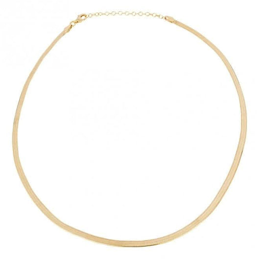 Gold Plated Flat Herringbone 40+6cm Necklace N4535