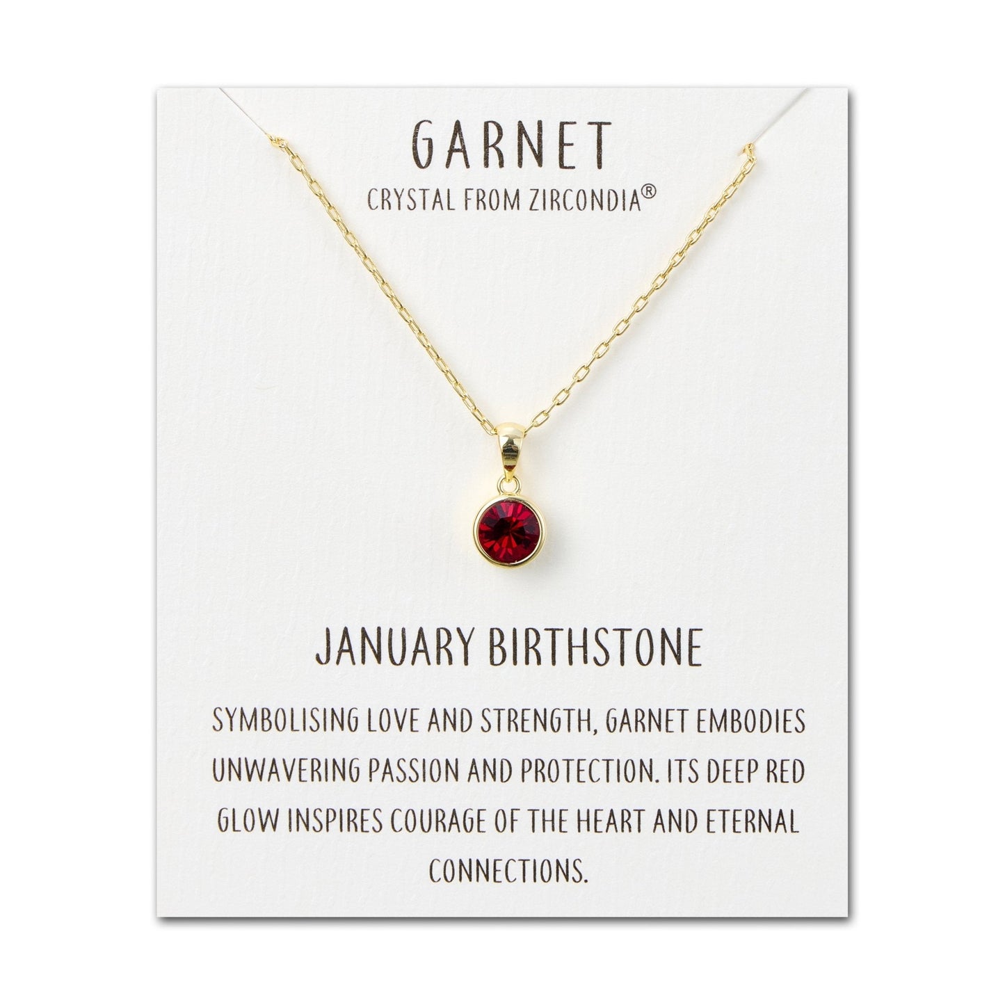 Gold Plated January (Garnet) Birthstone Necklace Created with Zircondia® Crystals