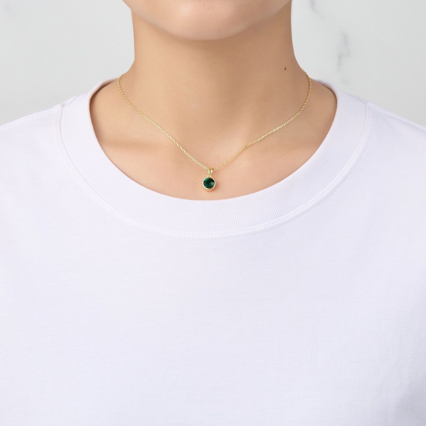 Gold Plated May (Emerald) Birthstone Necklace & Earrings Set Created with Zircondia® Crystals