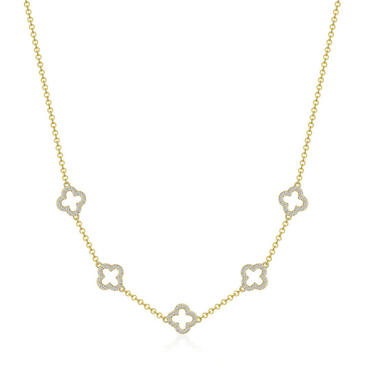 Gold Plated Multi Clover Necklace Created with Zircondia® Crystals