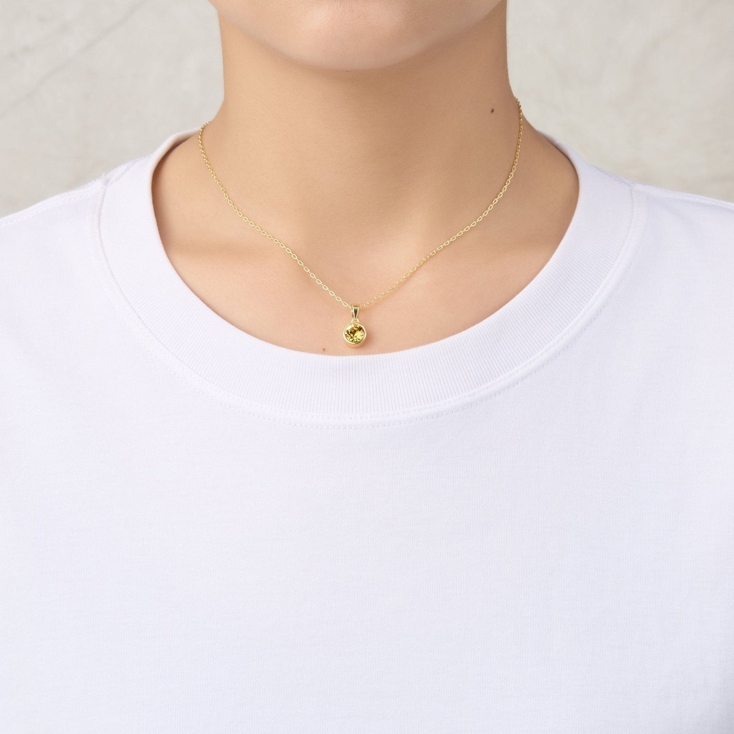 Gold Plated November (Topaz) Birthstone Necklace Created with Zircondia® Crystals