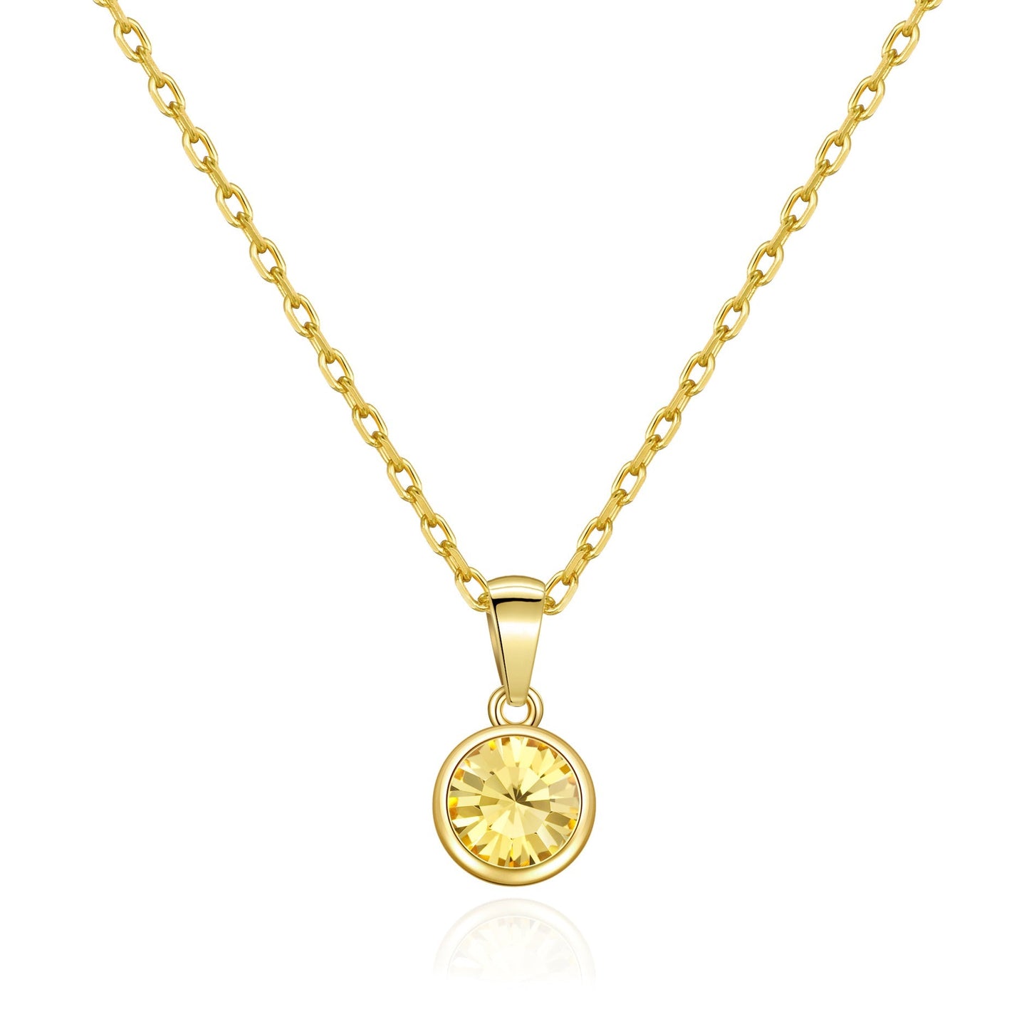 Gold Plated November (Topaz) Birthstone Necklace Created with Zircondia® Crystals