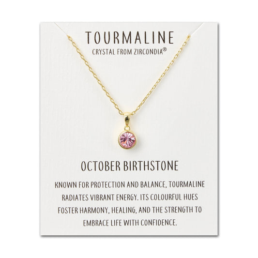 Gold Plated October (Tourmaline) Birthstone Necklace Created with Zircondia® Crystals