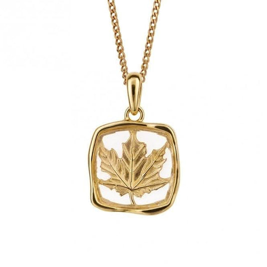 Gold Plated Open Square Leaf Pattern Pendant P5240