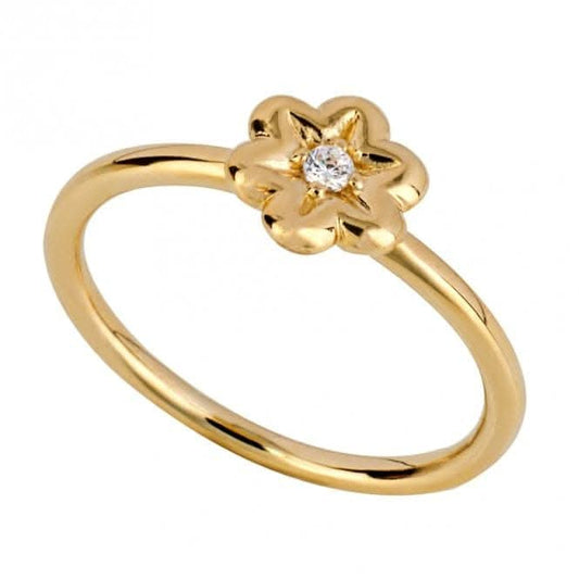 Gold Plated Zirconia Flower Ring R3831C