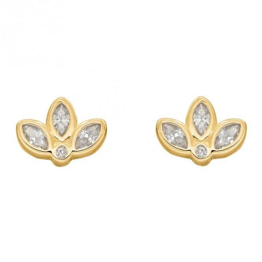 Gold Plated Zirconia Lotus Flower Earrings E6274C