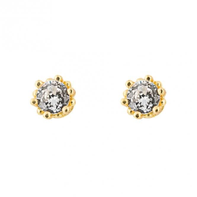 Gold Plated Zirconia Stud Earrings E6272C