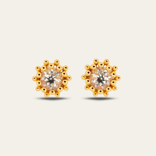 Gold White Topaz Seren Studs