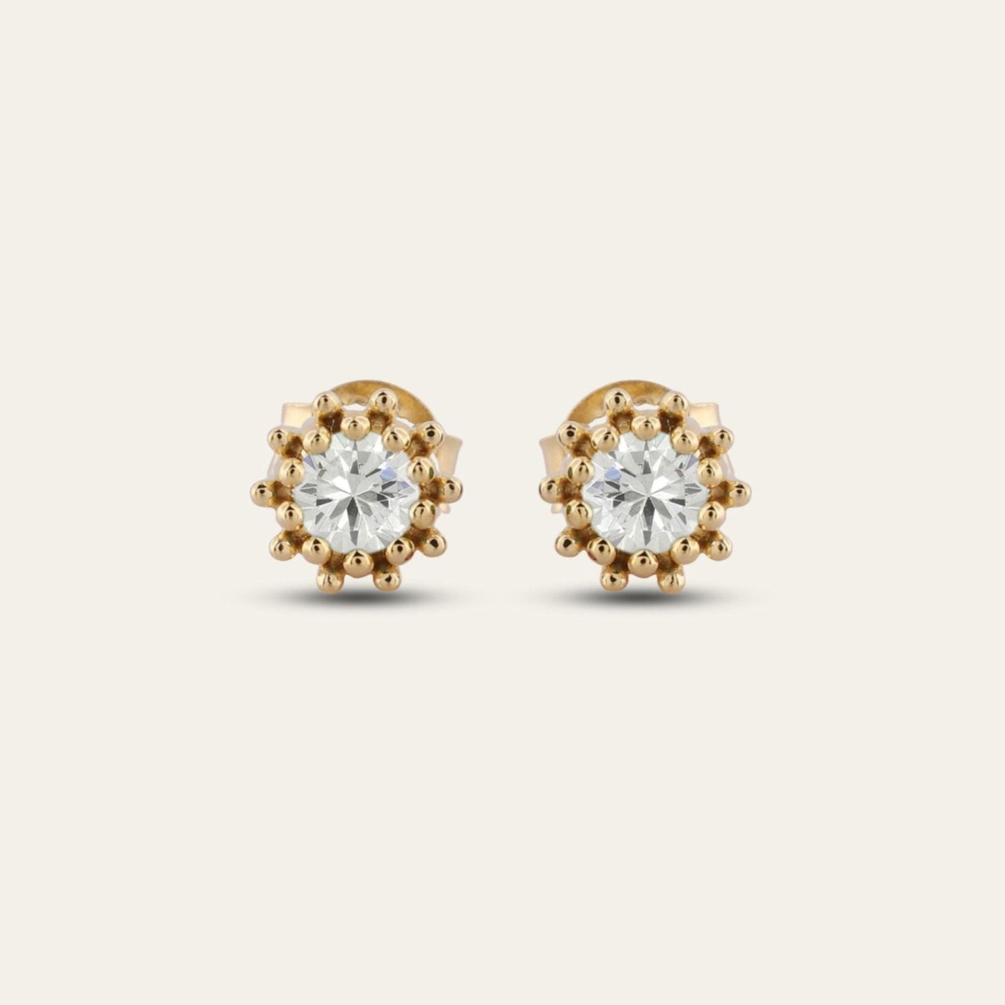 Gold White Topaz Seren Studs
